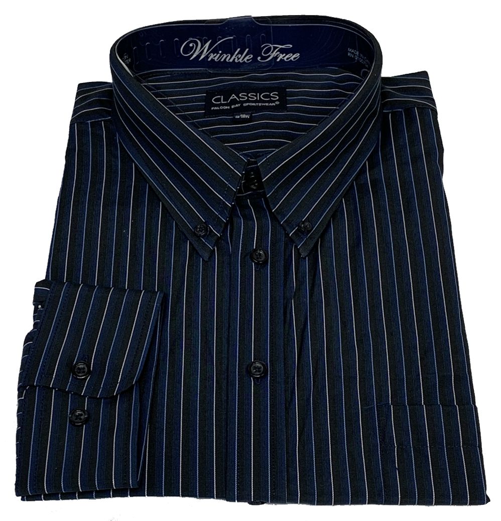Falcon Bay Classics Navy Stripe Woven Dress Shirt - NOW 20% OFF LISTED PRICE!
