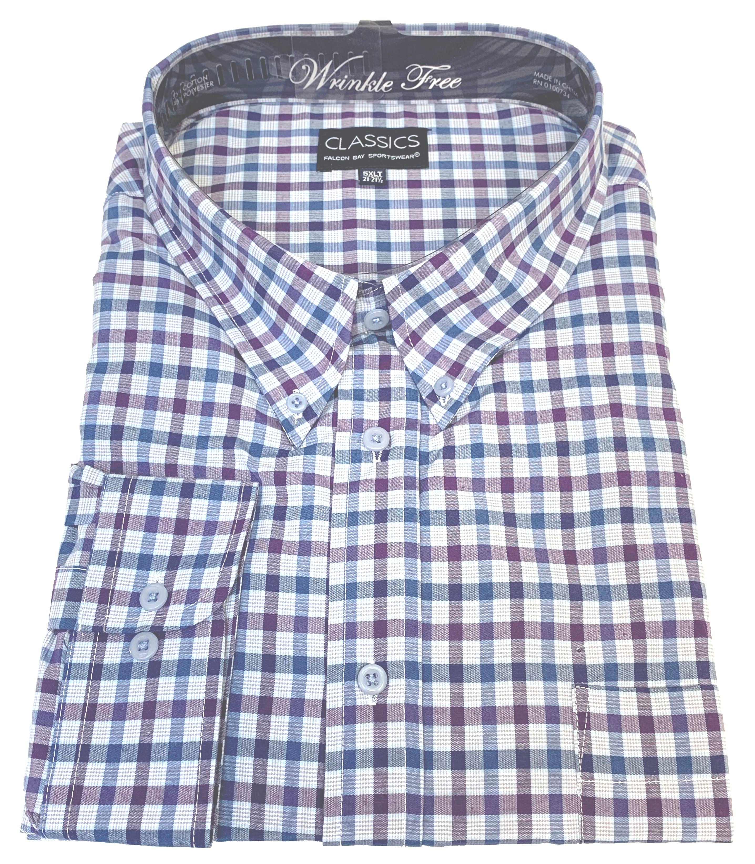 Falcon Bay Classics Blue/White Check Woven Dress Shirt - NOW 20% OFF LISTED PRICE!