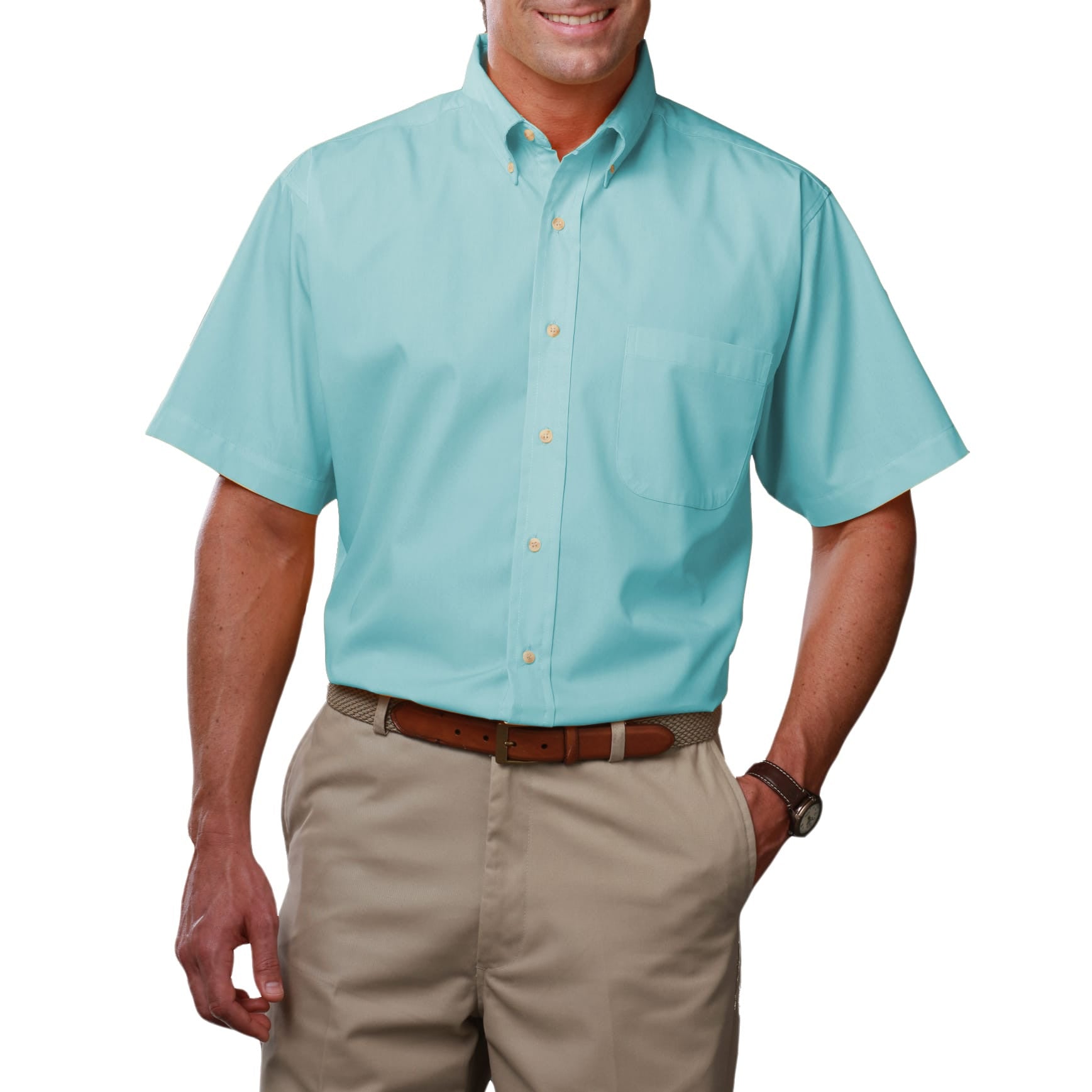 Blue Generation Men's Short Sleeve Easy Care Poplin Shirt LG-10XL and LT-3XT