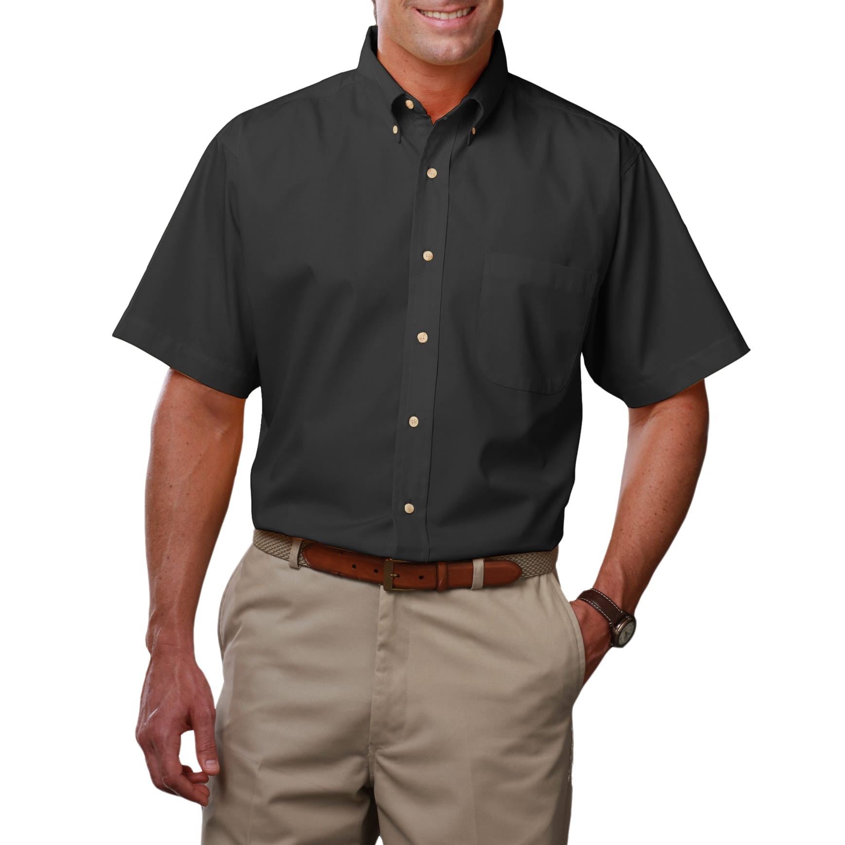 Blue Generation Men's Short Sleeve Easy Care Poplin Shirt LG-10XL and LT-3XT