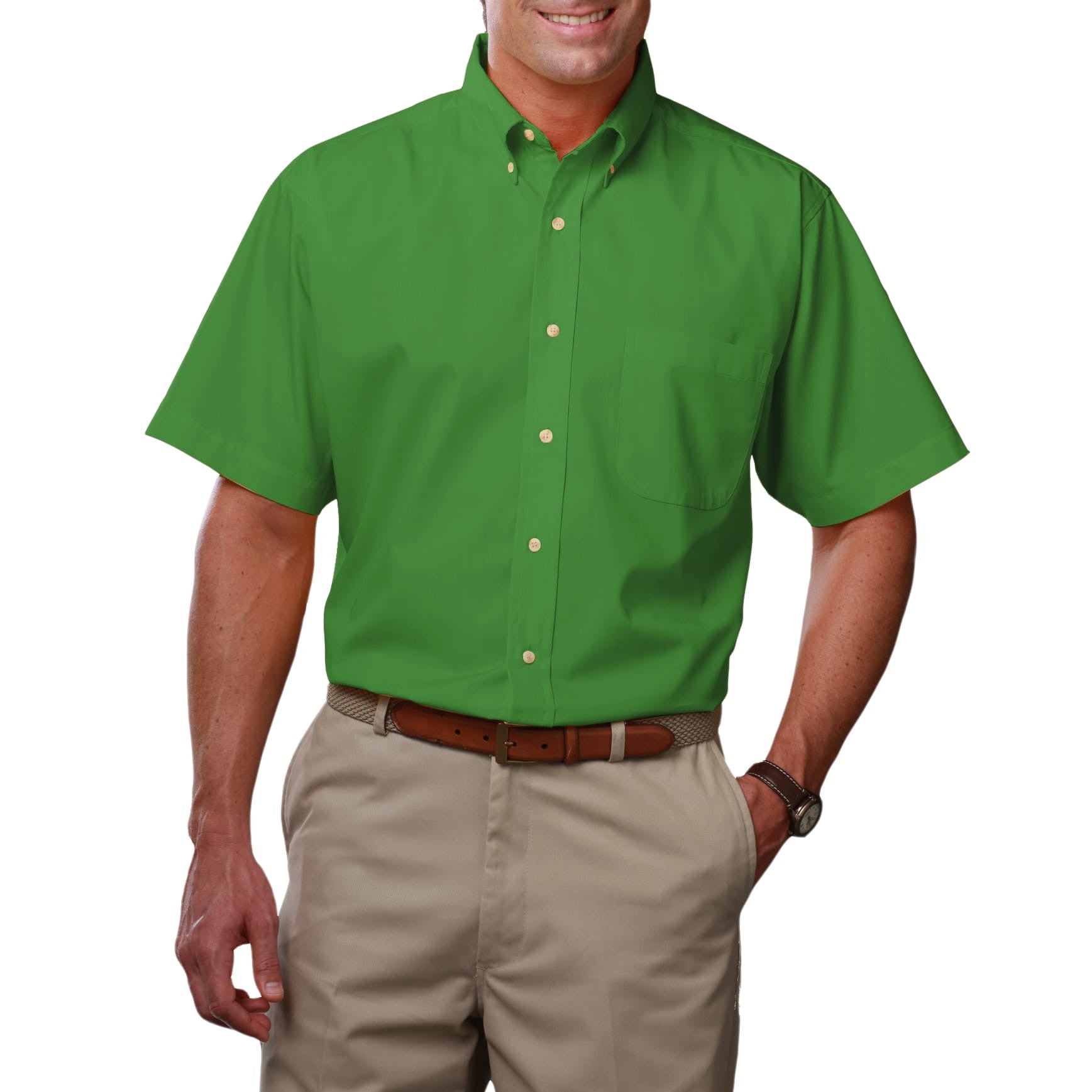 Blue Generation Men's Short Sleeve Easy Care Poplin Shirt LG-10XL and LT-3XT