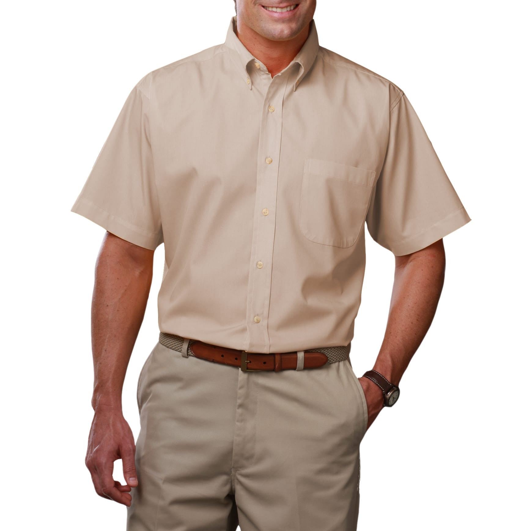 Blue Generation Men's Short Sleeve Easy Care Poplin Shirt LG-10XL and LT-3XT
