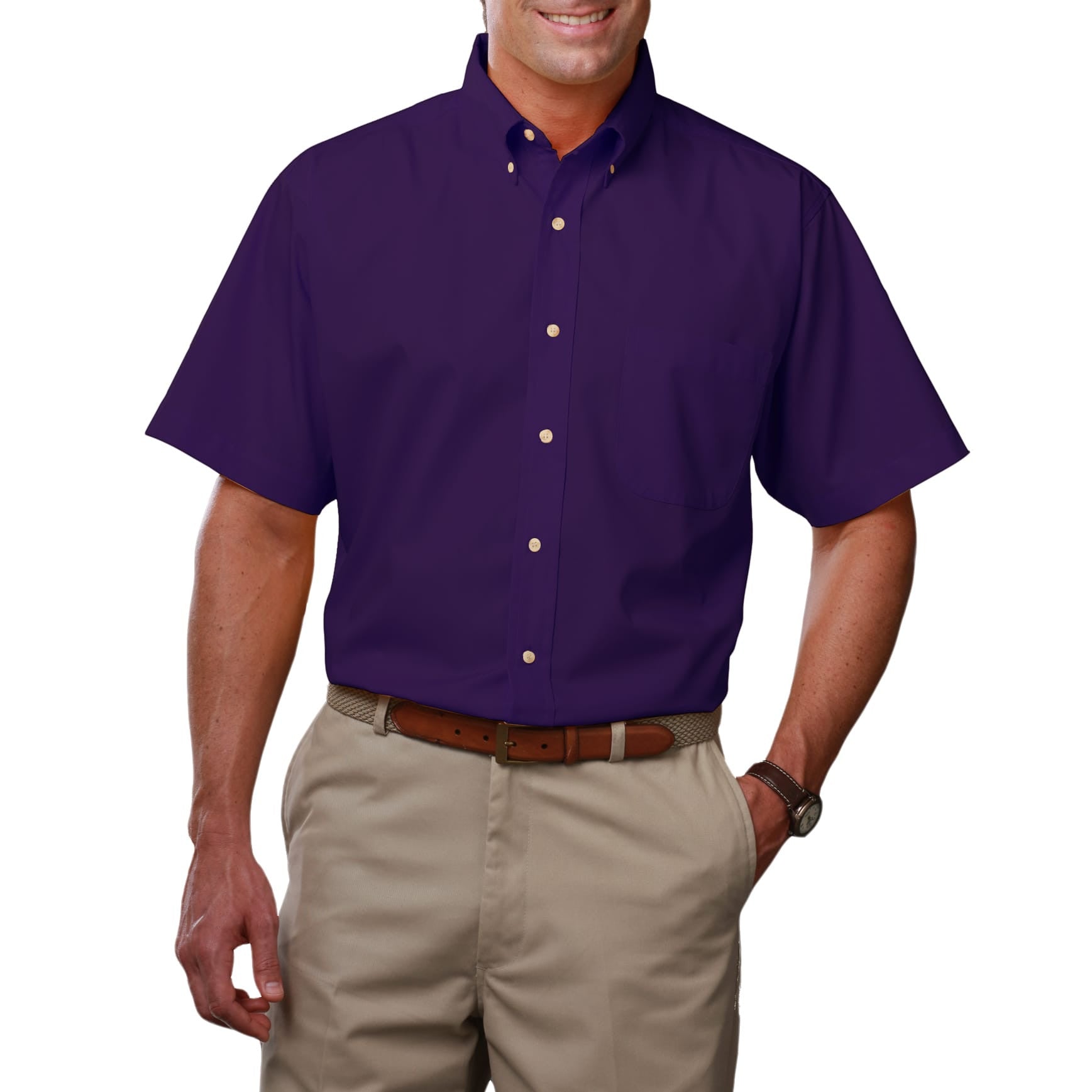Blue Generation Men's Short Sleeve Easy Care Poplin Shirt LG-10XL and LT-3XT
