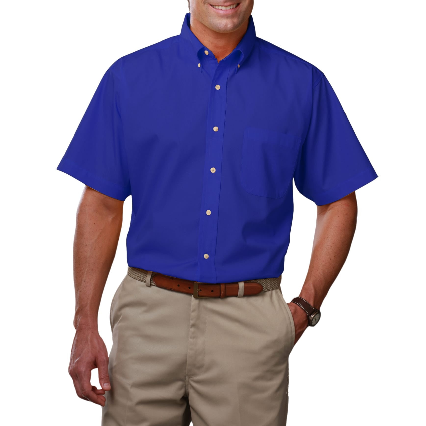 Blue Generation Men's Short Sleeve Easy Care Poplin Shirt LG-10XL and LT-3XT