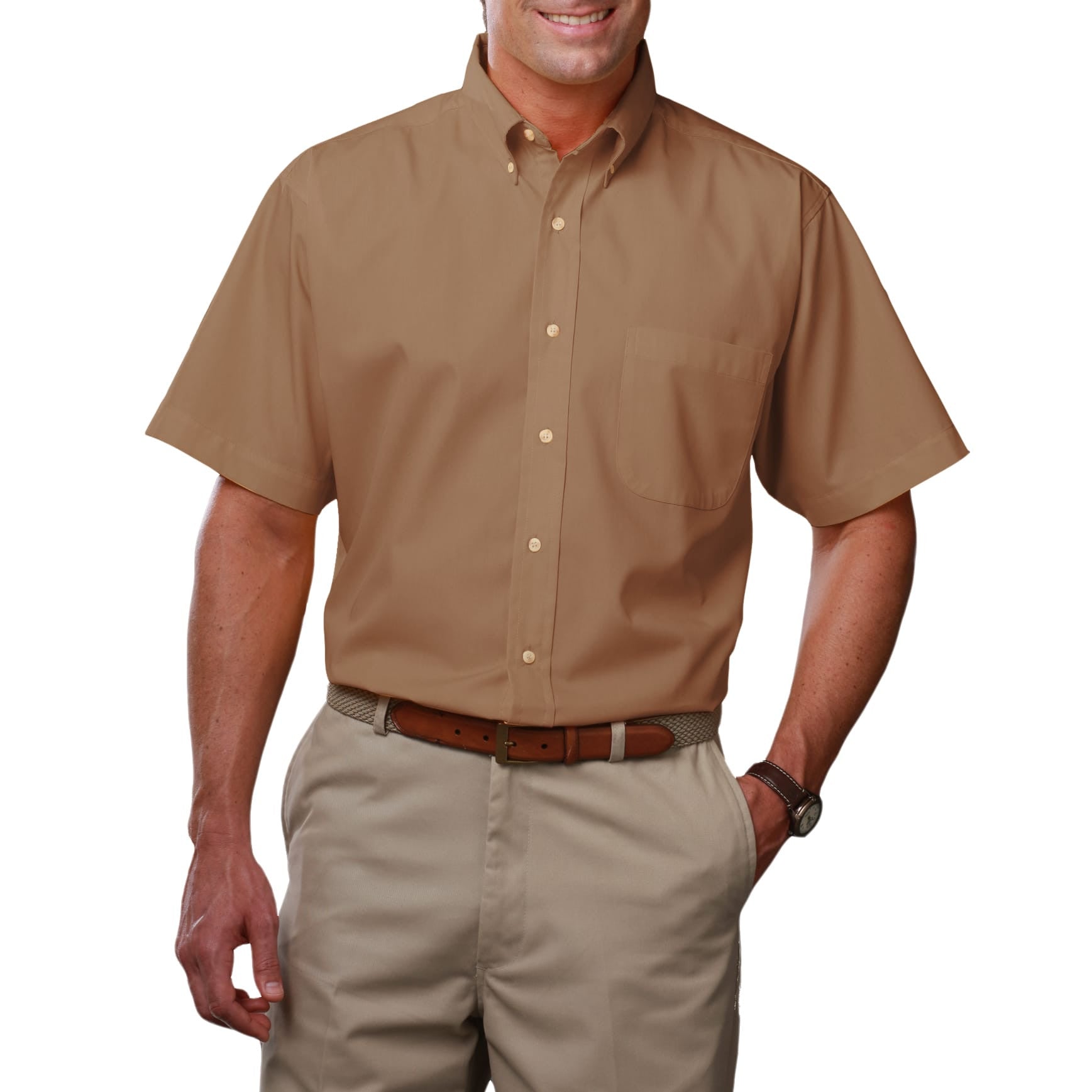 Blue Generation Men's Short Sleeve Easy Care Poplin Shirt LG-10XL and LT-3XT