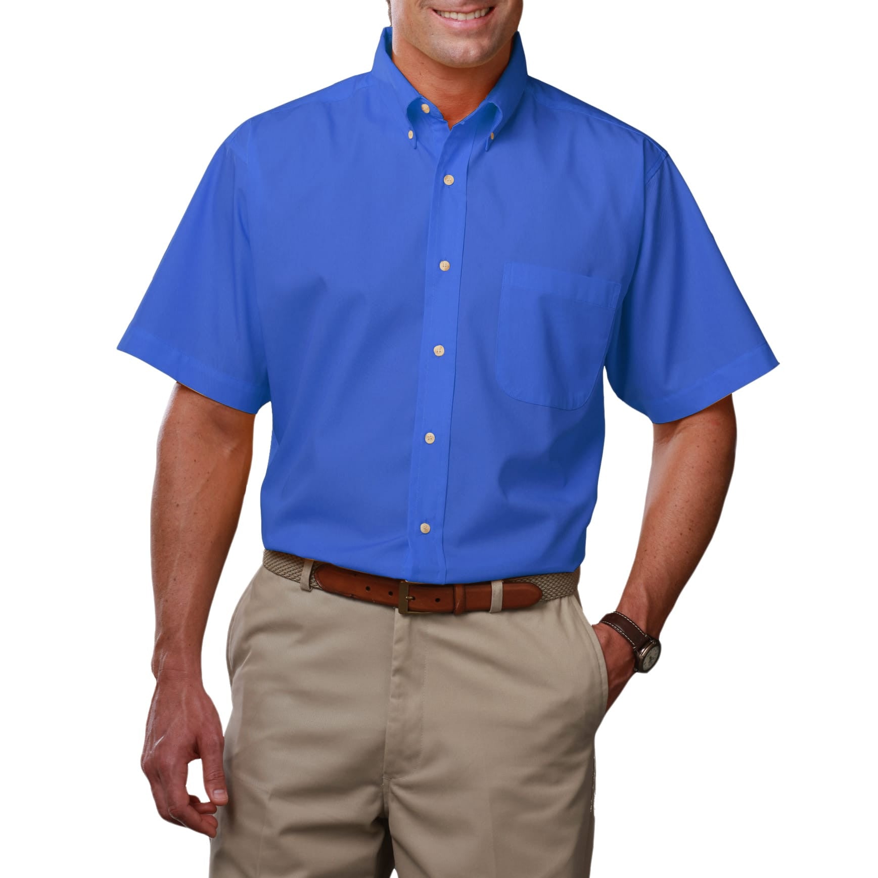 Blue Generation Men's Short Sleeve Easy Care Poplin Shirt LG-10XL and LT-3XT