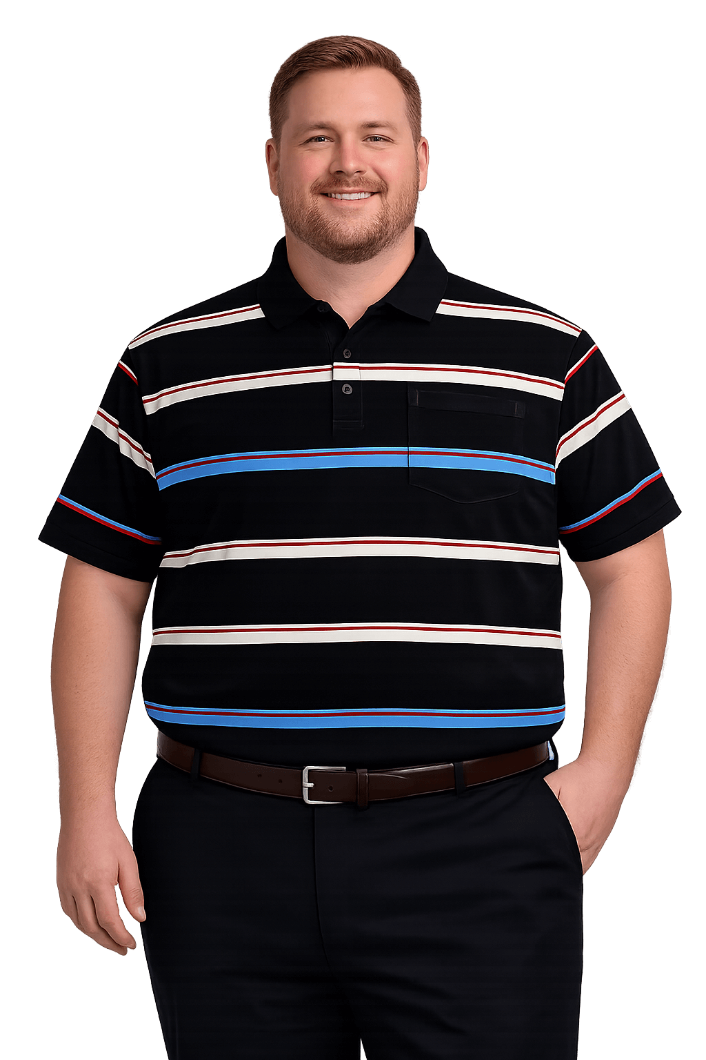 Foxfire Men's Striped Poly/Cotton Polo With Pocket - NOW 25% OFF LISTED PRICE!