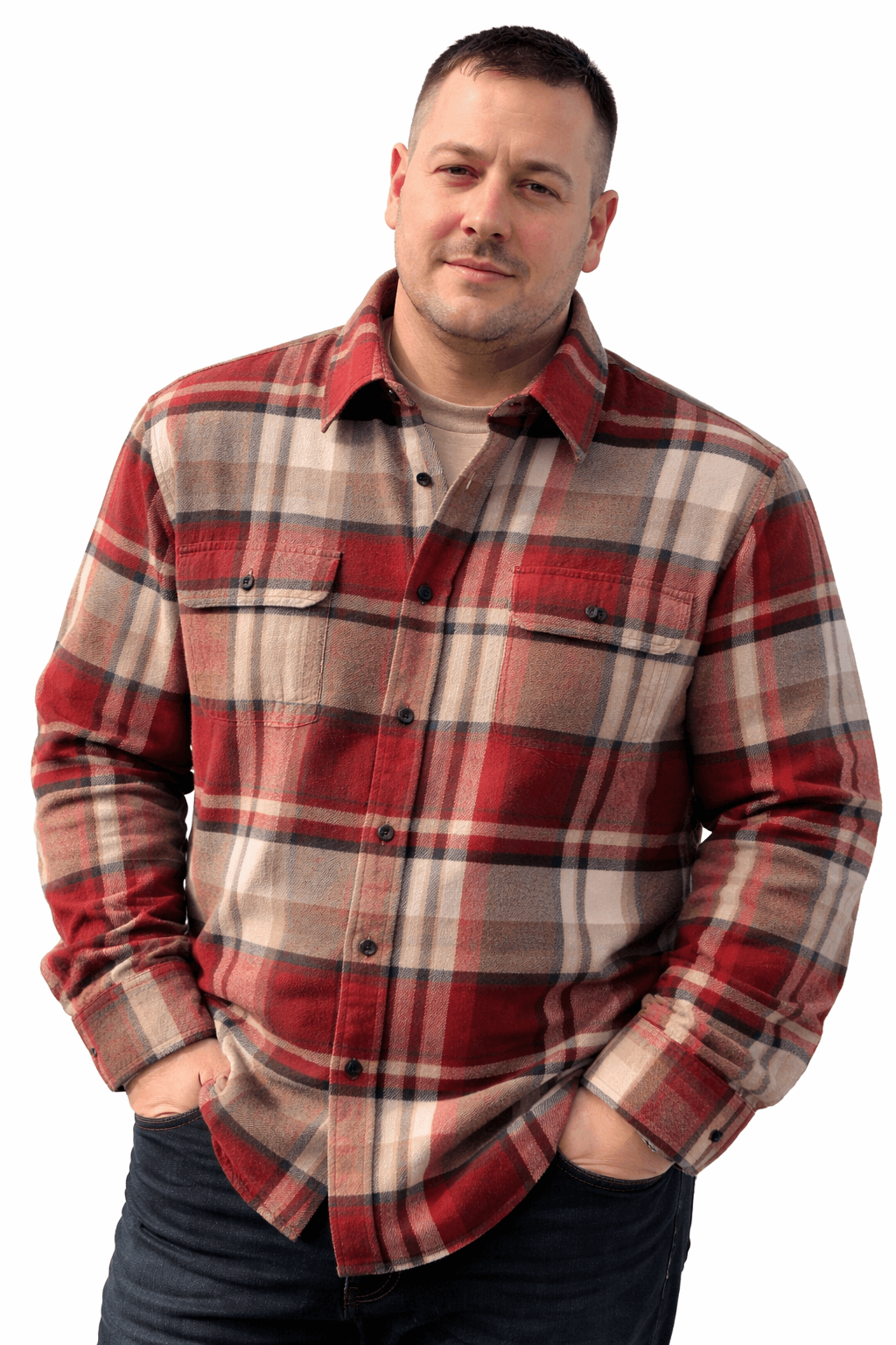 Falcon Bay Long Sleeve Heavy Plaid Flannel Shirt - NOW 20% OFF LISTED PRICE!