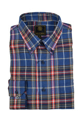 FX Fusion Red Blue Multi Plaid Button Down Flannel Shirt - NOW 25% OFF LISTED PRICE!