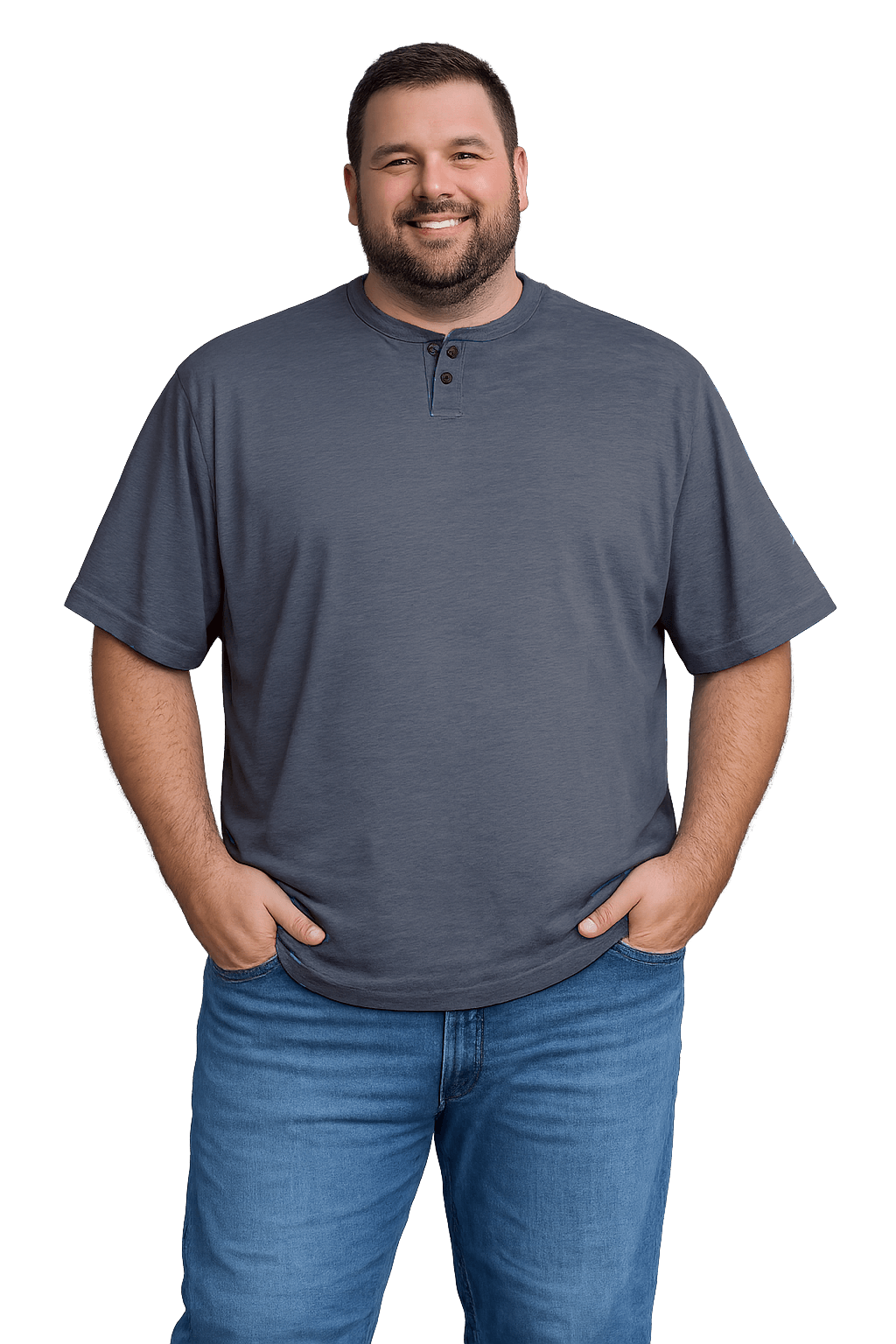 Foxfire 2 Button Indigo Washed Henley Tee - NOW 25% OFF LISTED PRICE!
