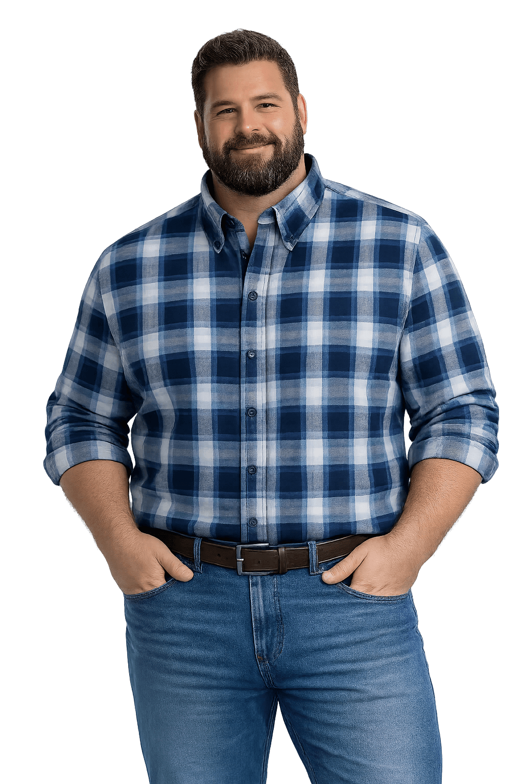FX Fusion Navy Multi Plaid Button Down Flannel Shirt - NOW 25% OFF LISTED PRICE!