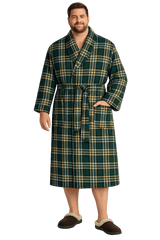 Plaid Flannel Shawl Collar Robe