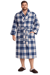 Plaid Flannel Shawl Collar Robe