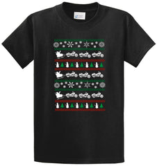 Christmas Sweater Santa Bikes Printed Tee Shirt