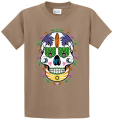 Neon Skull Bears Surf Board Printed Tee Shirt