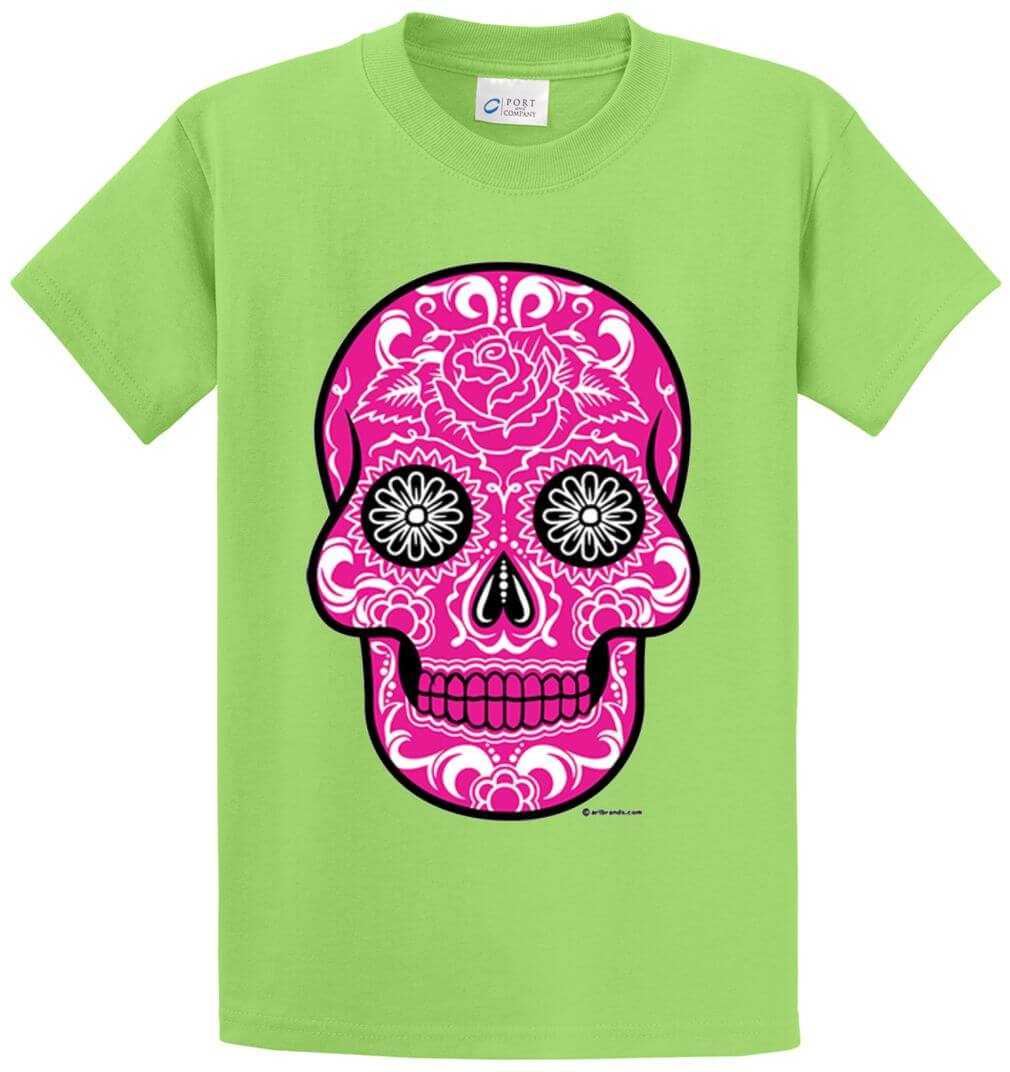 Pink Sugar Skull Printed Tee Shirt