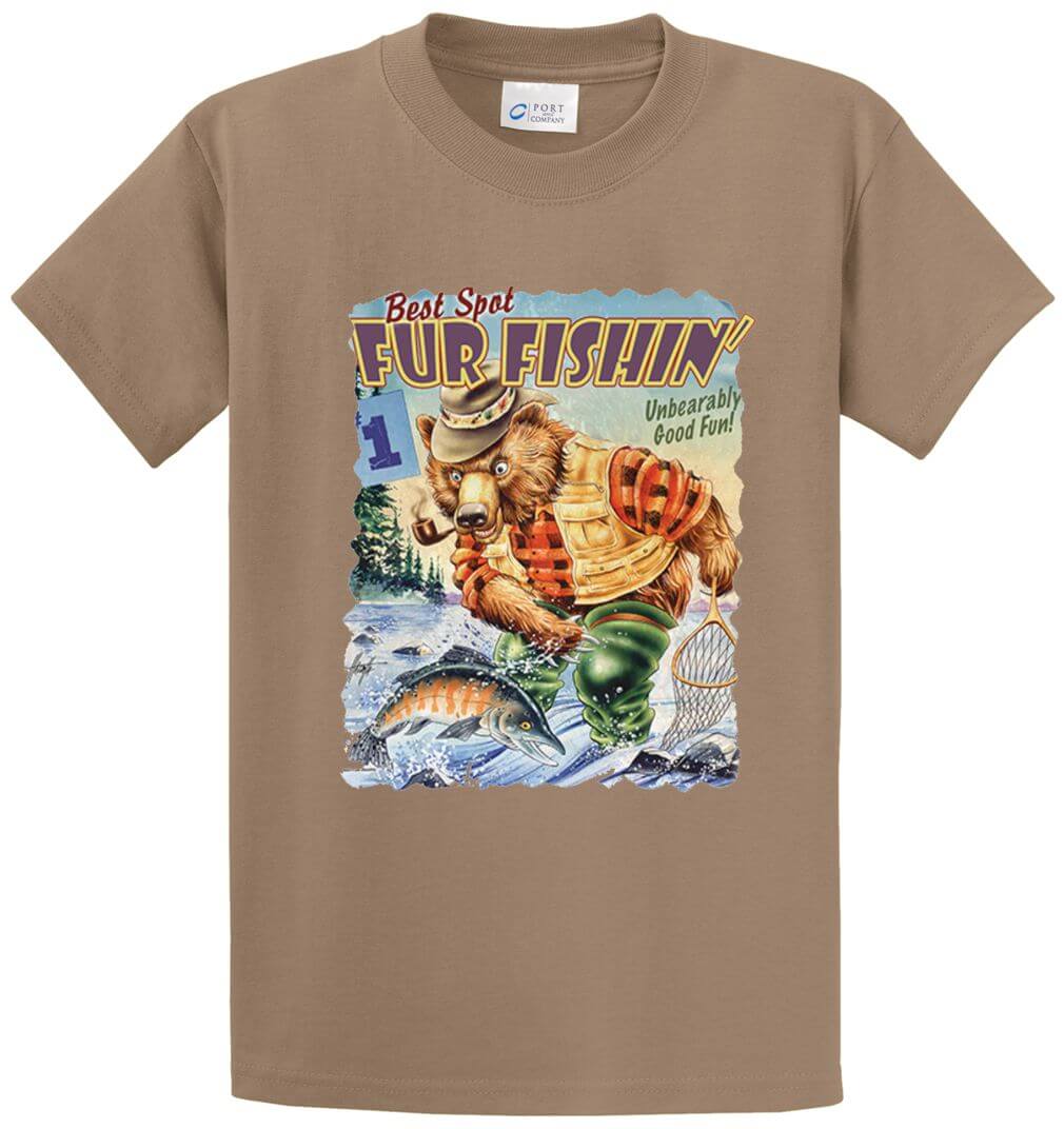 Bear Fishing Printed Tee Shirt