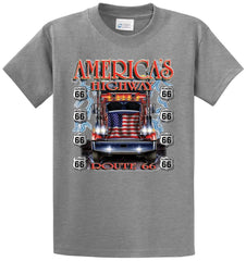 America's Highway Flag Truck Printed Tee Shirt