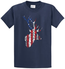 Flag Deer Distressed Printed Tee Shirt