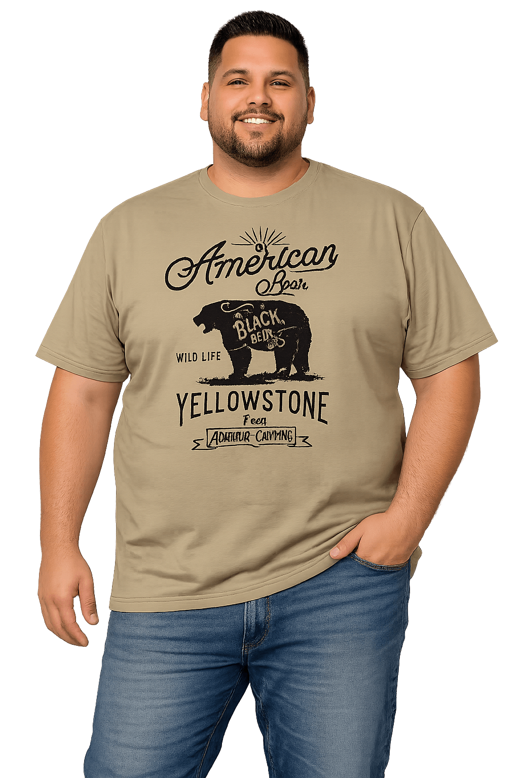 KAM JEANS BRAND BIG MAN AMERCAN BEAR GRAPHIC TEE 4XL-8XL