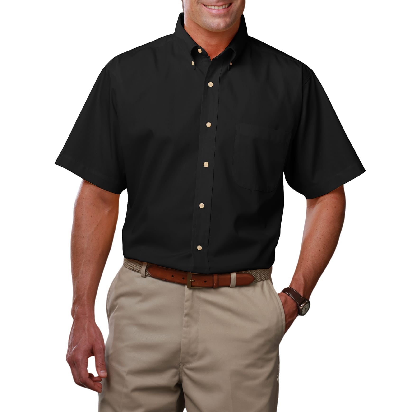 Blue Generation Men's Short Sleeve Easy Care Poplin Shirt LG-10XL and LT-3XT