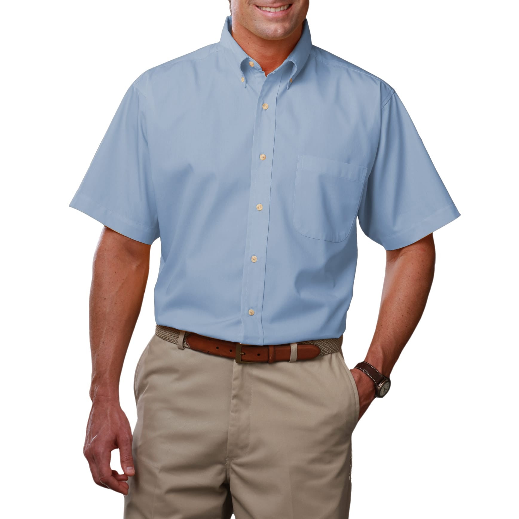 Blue Generation Men's Short Sleeve Easy Care Poplin Shirt LG-10XL and LT-3XT