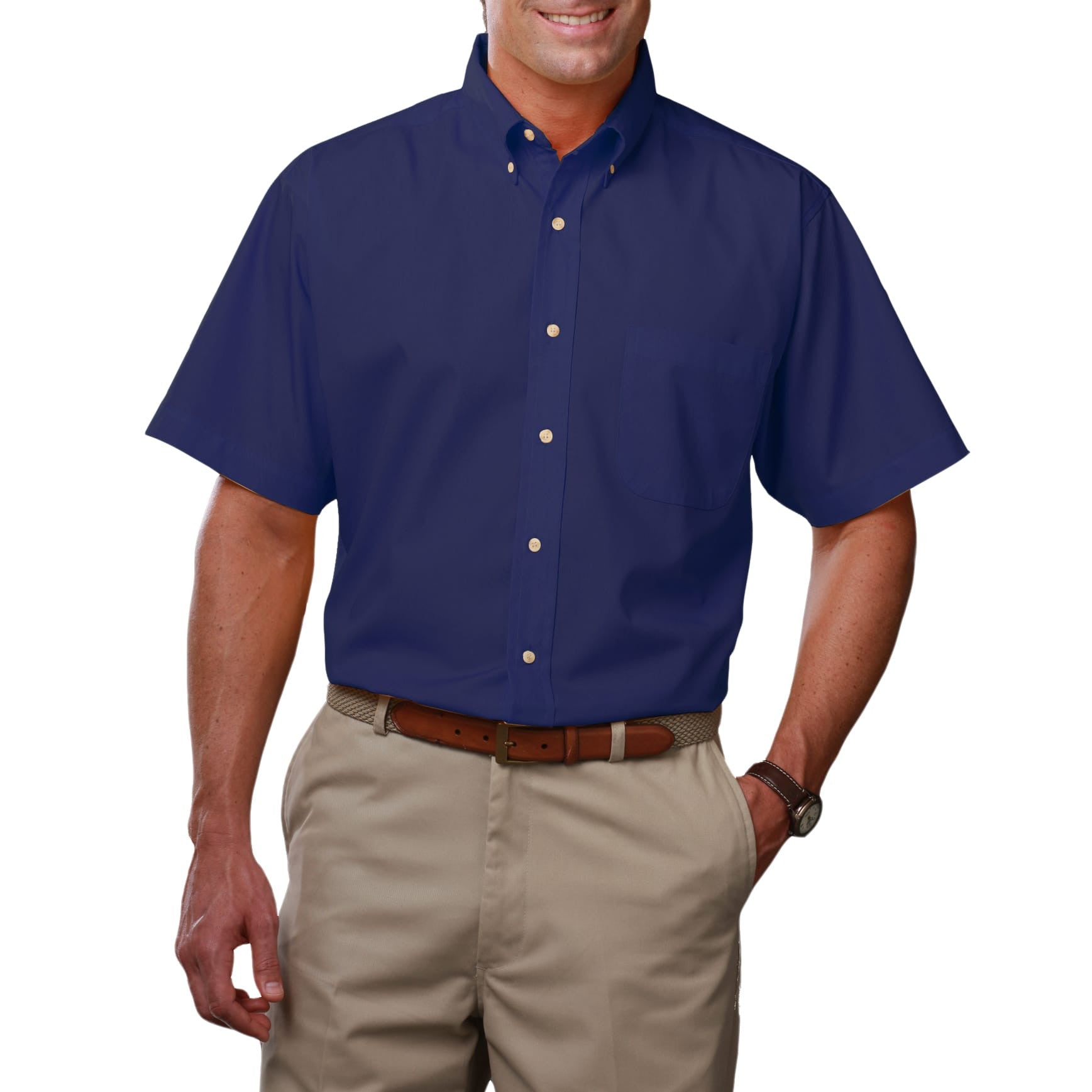 Blue Generation Men's Short Sleeve Easy Care Poplin Shirt LG-10XL and LT-3XT