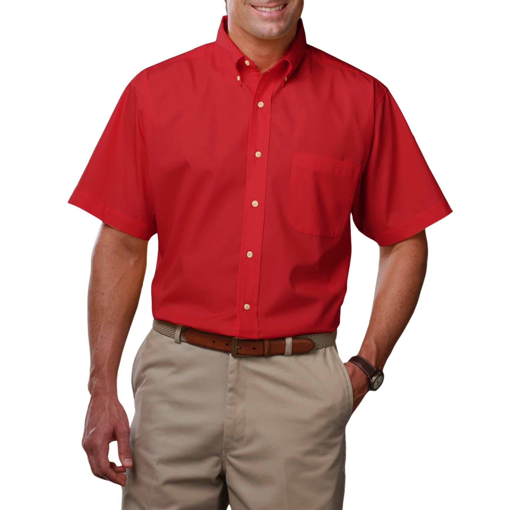 Blue Generation Men's Short Sleeve Easy Care Poplin Shirt LG-10XL and LT-3XT