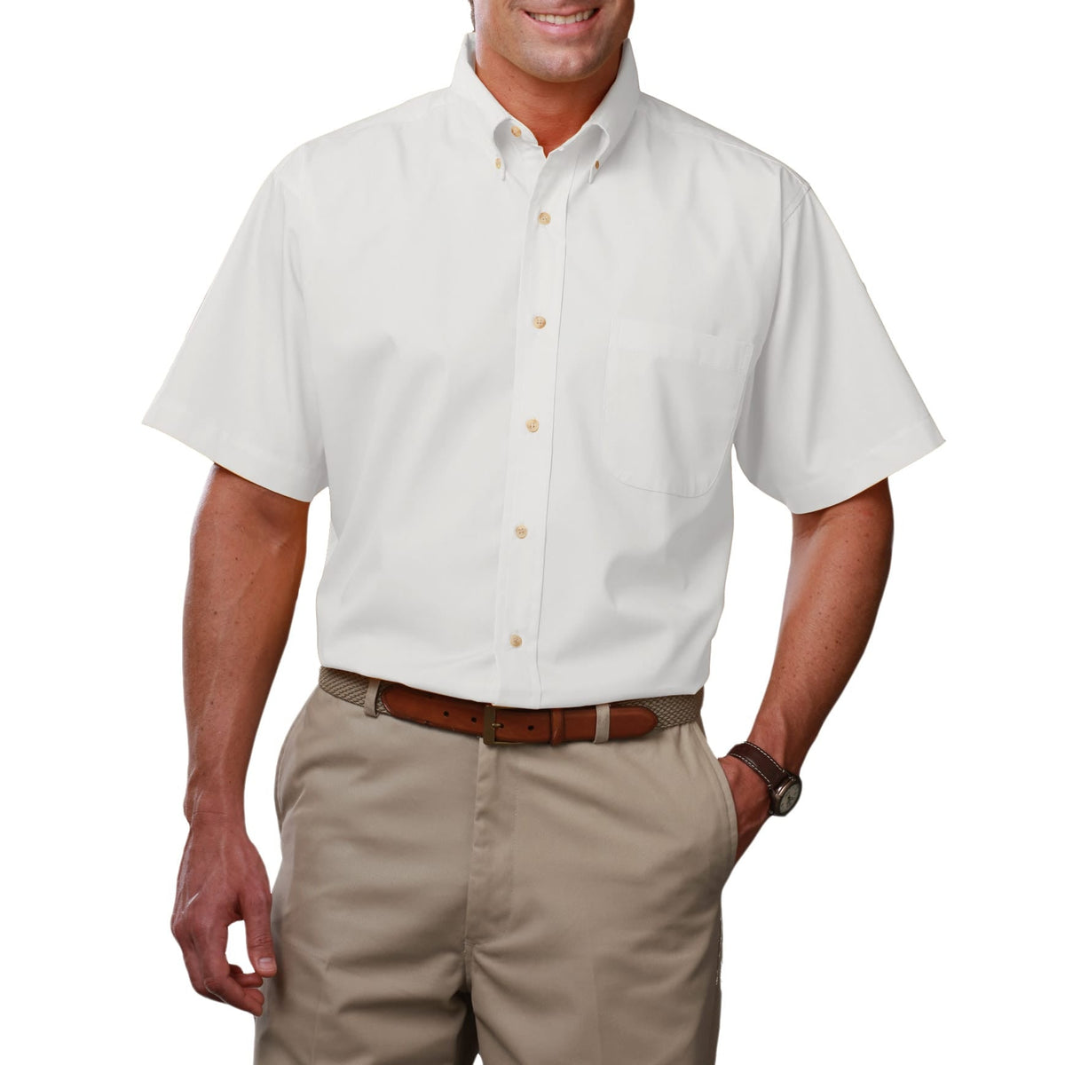 Blue Generation Men's Short Sleeve Easy Care Poplin Shirt LG-10XL and LT-3XT