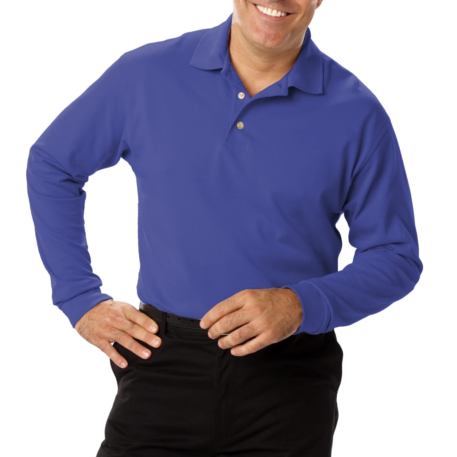 Blue Generation Men's Long Sleeve 60/40 Pique Polo Shirt MD-6XL