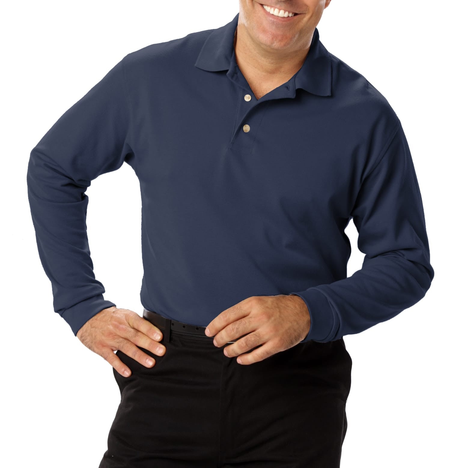 Blue Generation Men's Long Sleeve 60/40 Pique Polo Shirt MD-6XL