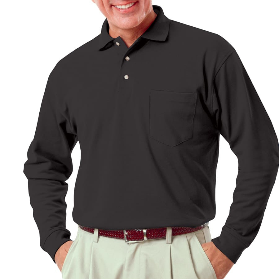 Blue Generation Men's Long Sleeve 60/40 Polo Shirt With Pocket SM-6XL