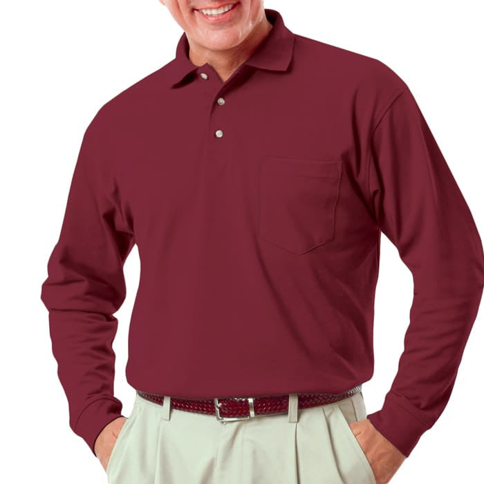 Blue Generation Men's Long Sleeve 60/40 Polo Shirt With Pocket SM-6XL