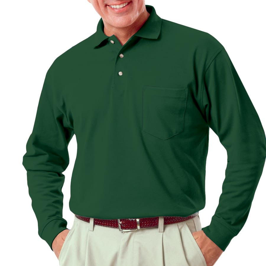 Blue Generation Men's Long Sleeve 60/40 Polo Shirt With Pocket SM-6XL