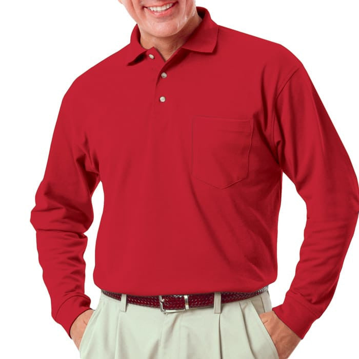 Blue Generation Men's Long Sleeve 60/40 Polo Shirt With Pocket SM-6XL