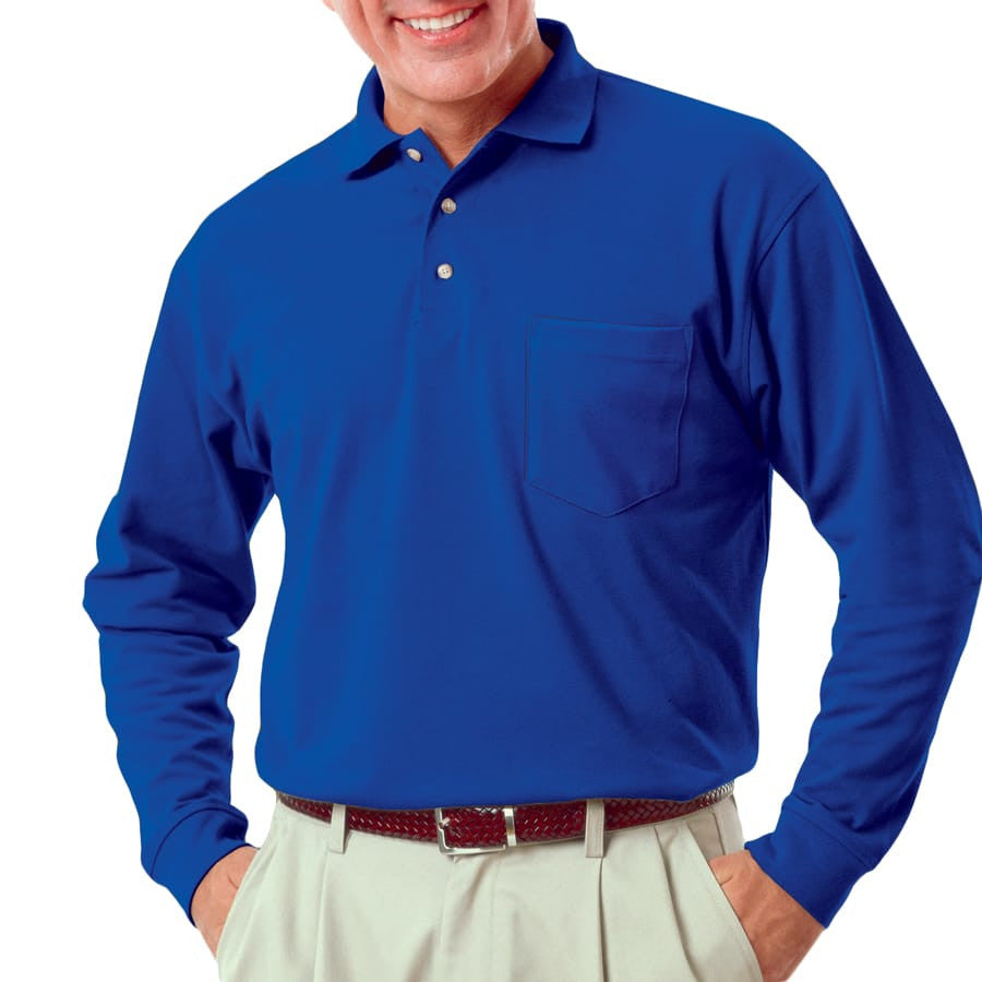 Blue Generation Men's Long Sleeve 60/40 Polo Shirt With Pocket SM-6XL