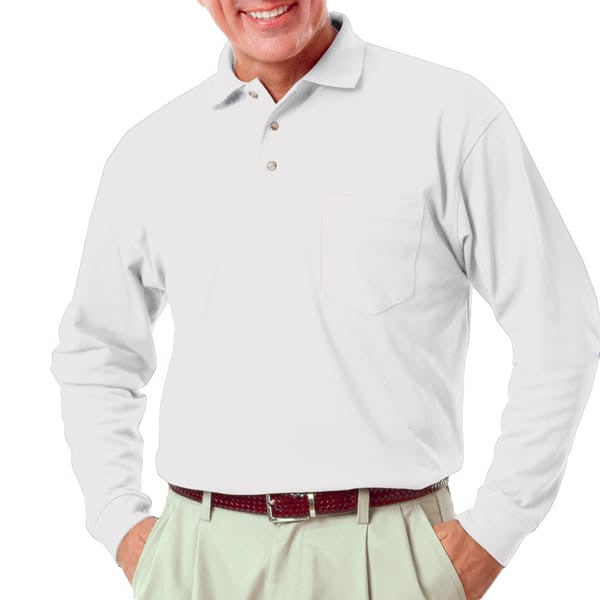 Blue Generation Men's Long Sleeve 60/40 Polo Shirt With Pocket SM-6XL