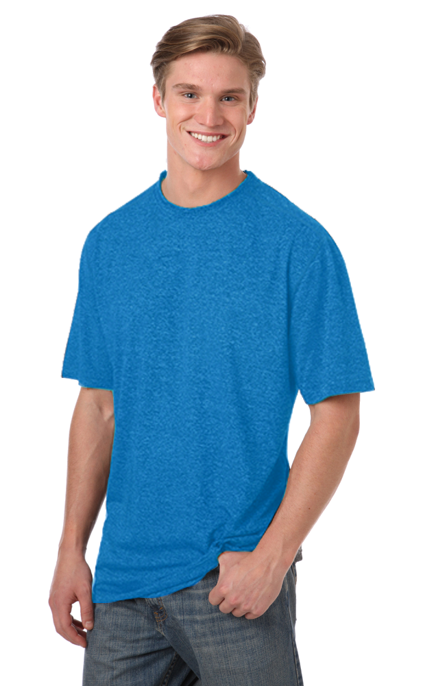 Blue Generation Men's Performance Heathered Crew Neck Tee SM-6XL
