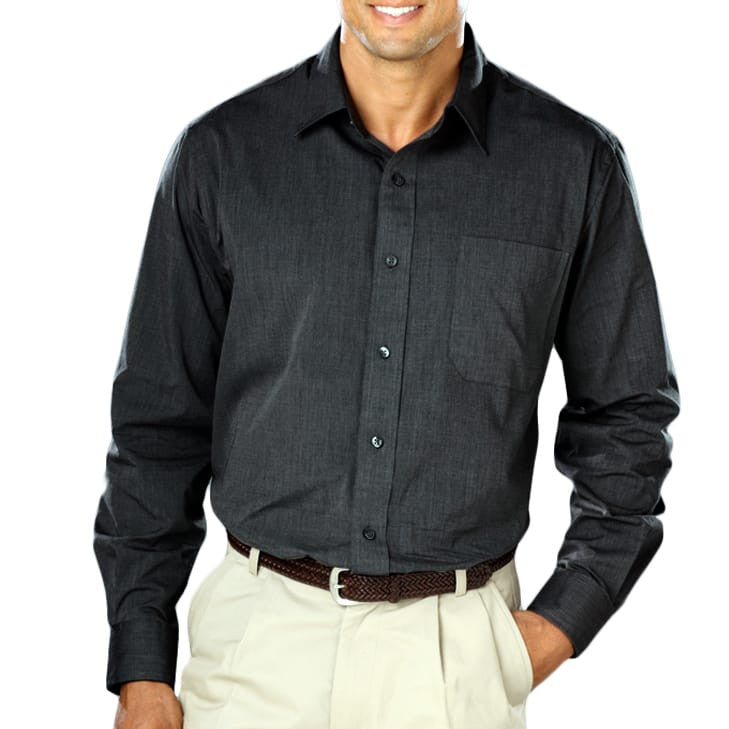 Blue Generation Long Sleeve Heathered Crossweave Shirt SM-6XL