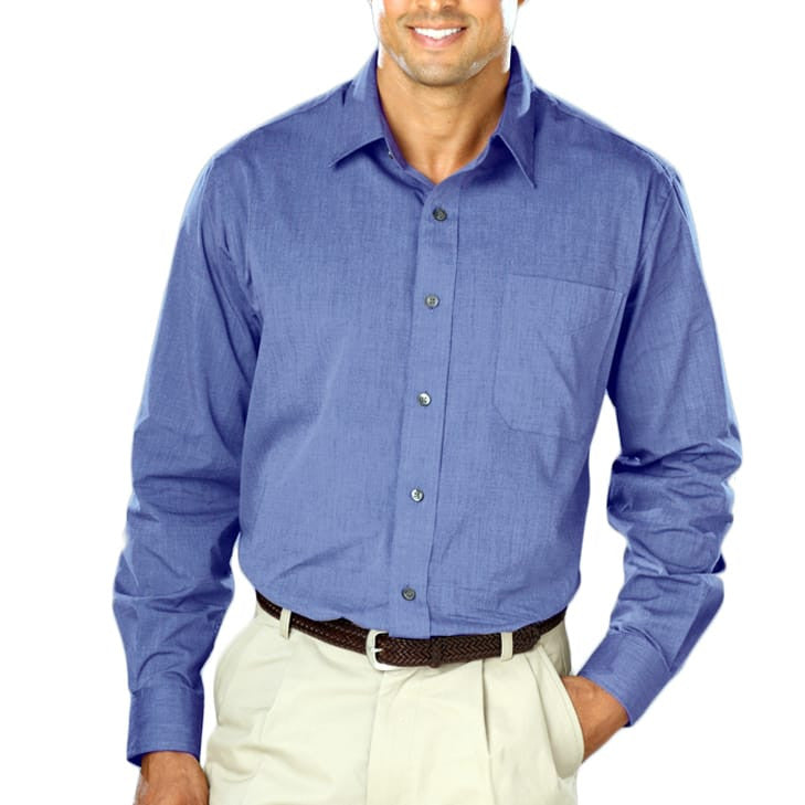 Blue Generation Long Sleeve Heathered Crossweave Shirt SM-6XL