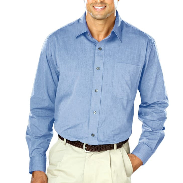Blue Generation Long Sleeve Heathered Crossweave Shirt SM-6XL