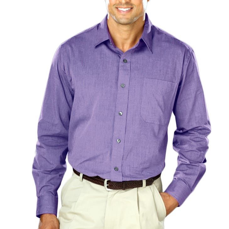 Blue Generation Long Sleeve Heathered Crossweave Shirt SM-6XL