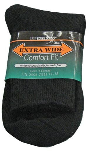 Men's King Size Extra Wide 1/4 Crew Sock