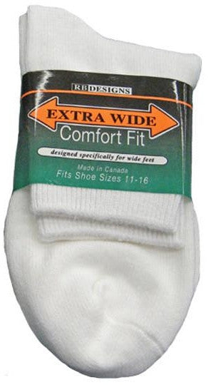 Men's King Size Extra Wide 1/4 Crew Sock