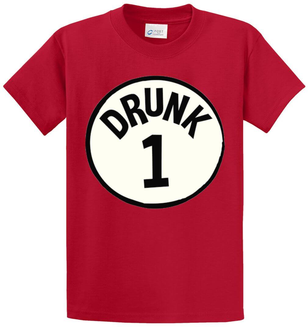 Drunk 1 Circle Printed Tee Shirt