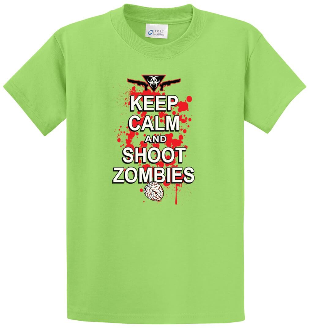 Keep Calm And Shoot Zombies Printed Tee Shirt